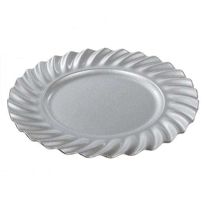 Assiette de présentation de 13 po argentée ornée de vagues - ensemble de 6