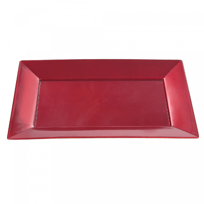 Plateau de service rectangulaire lisse rouge 8 x 12 - ensemble de 2