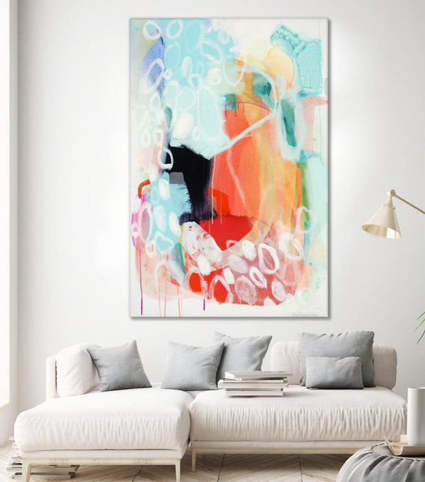 Œuvre d’art murale Giant Art « Cherry Creamsicle Love » 72 x 48