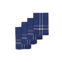 Ensemble de 4 serviettes de table bleu marine à bordure française