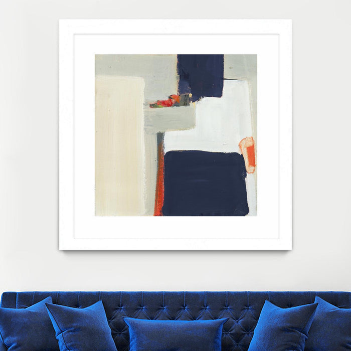 Œuvre d’art murale encadrée blanche et mate « Bay Bridge V1 » 36 x 36