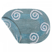 Tapis de salle de bain ovale bleu réversible 16 x 24 en coton à motifs tourbillonnants - ensemble de 2