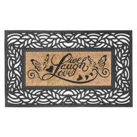 Tapis de plancher « Live Laugh Love » en caoutchouc et fibre de noix de coco