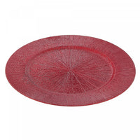 Assiette de présentation de 13 po rouge à motif de dessin dans le sable - ensemble de 6