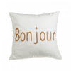 Coussin en tissu blanc avec imprimé doré « Bonjour » - ensemble de 2 coussins