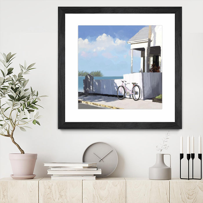 Œuvre d’art murale encadrée noire et mate « Key West Cabana Ii » 30 x 30