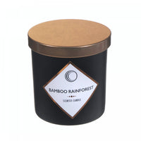 Bougie parfumée noir mat de 7 oz à arôme de forêt tropicale de bambou avec couvercle - ensemble de 2