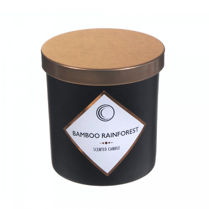 Bougie parfumée noir mat de 7 oz à arôme de forêt tropicale de bambou avec couvercle - ensemble de 2