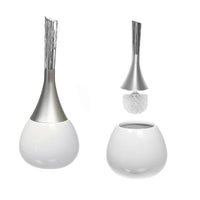 Brosse de toilette et porte-brosse blancs Dolomite pour la salle de bain