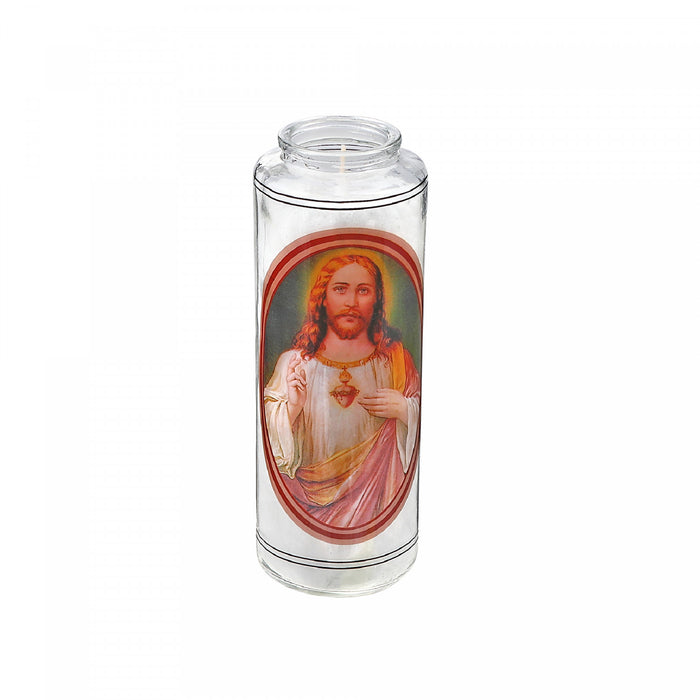 Chandelle religieuse blanche avec image de Jésus - ensemble de 2