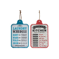 Panneau mural à suspendre « Kitchen » et « Laundry Schedule » en métal - ensemble de 2 décorations murales