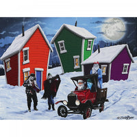 Œuvre d'art murale sur toile à DEL 20 x 16 représentant une image des assistants du père Noël