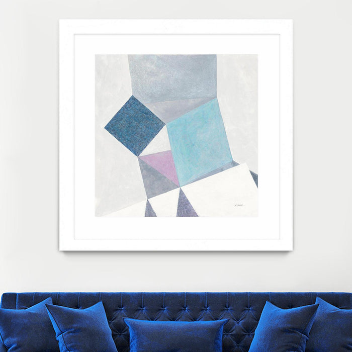Œuvre d’art murale encadrée blanche et mate « Bay Bridge V1 » 30 x 30