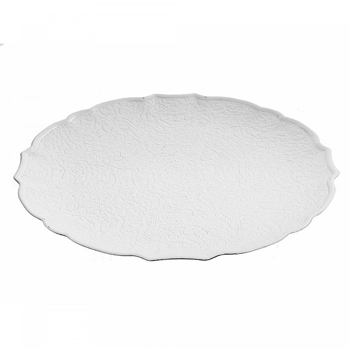 Assiette de service ronde blanche texturée - ensemble de 6