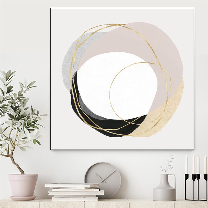 Œuvre d’art murale sur toile encadrée noire « Ring Of Gold Ii » 20 x 20