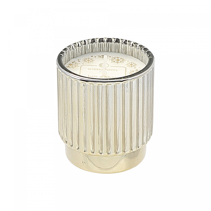 Bougie parfumée côtelée électroplaquée or de 4,6 oz à arôme de baie d’hiver - ensemble de 2