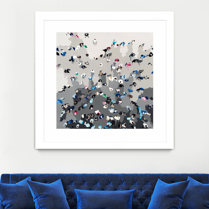 Œuvre d’art murale encadrée blanche et mate « Crowd Sourcing » 30 x 30