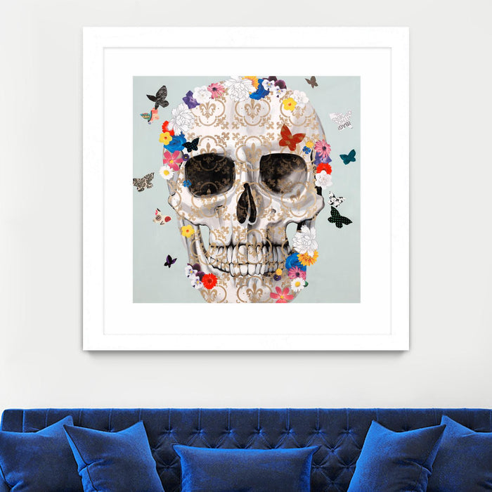 Œuvre d’art murale encadrée blanche et mate « Party Favor » 36 x 36