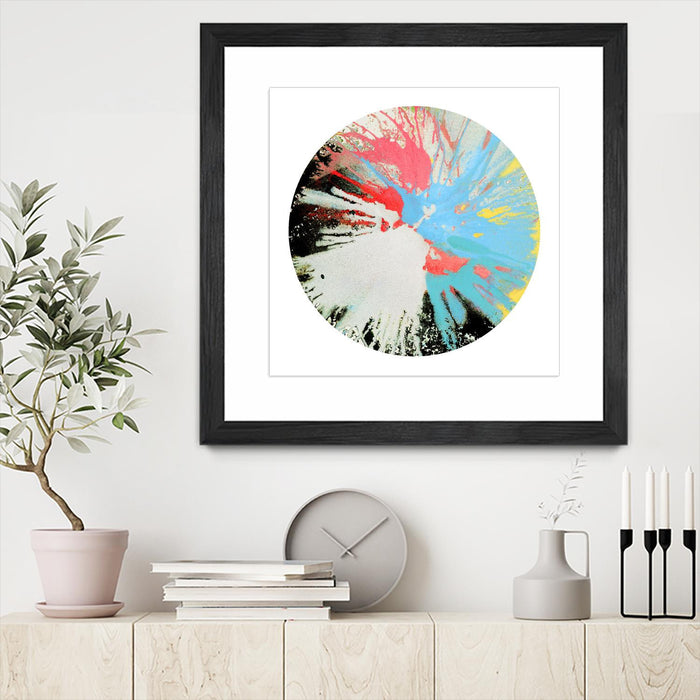 Œuvre d’art murale encadrée noire et mate « Spin Art 10 » 36 x 36