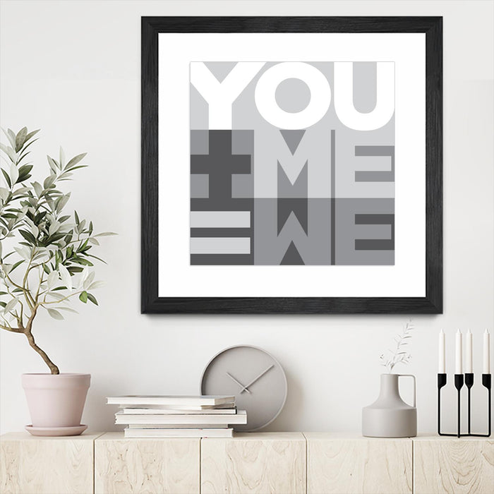 Œuvre d’art murale encadrée noire et mate « You Me We I » 36 x 36