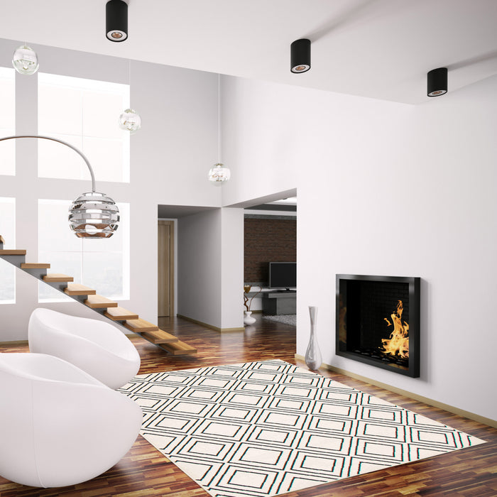 Carpette August blanc géodebleu marine 6 pi 7 po x 9 pi 6 po