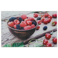 Planche à découper en verre imprimé d’une photo de cerises et autres petits fruits - ensemble de 2