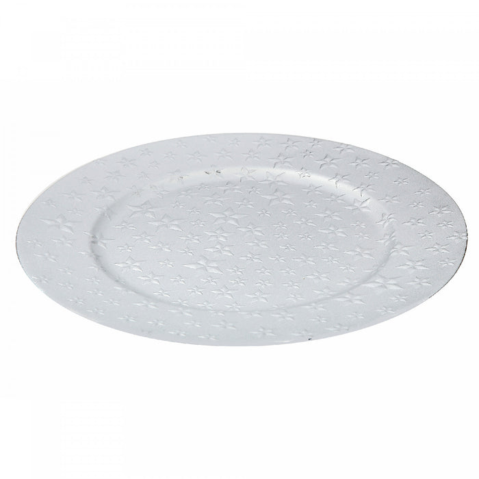Assiette de présentation de 13 po grise ornée d'étoiles - ensemble de 6