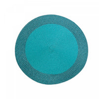 Napperon rond en vinyle avec bordure bleu sarcelle - ensemble de 12