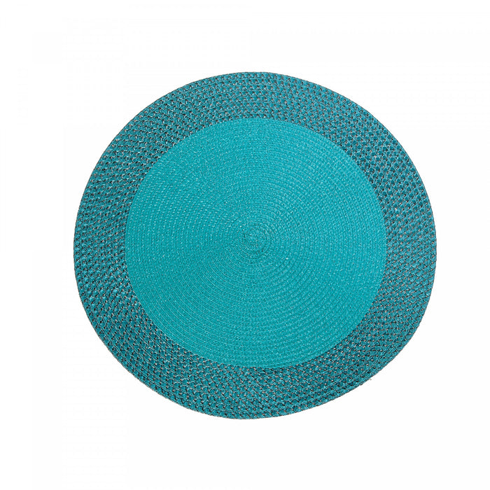 Napperon rond en vinyle avec bordure bleu sarcelle - ensemble de 12