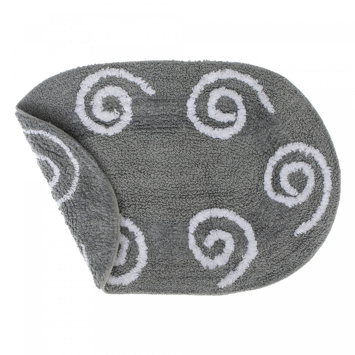 Tapis de salle de bain ovale gris réversible 16 x 24 en coton à motifs tourbillonnants - ensemble de 2