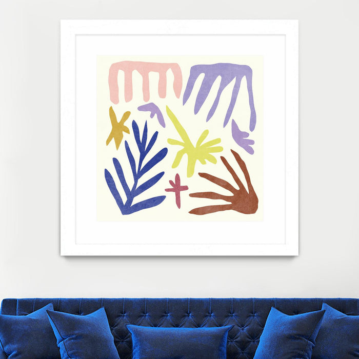 Œuvre d’art murale encadrée blanche et mate « Coral Construction Ii » 36 x 36