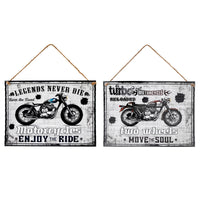 Panneau mural « Motorcycle » en métal ondulé - ensemble de 2