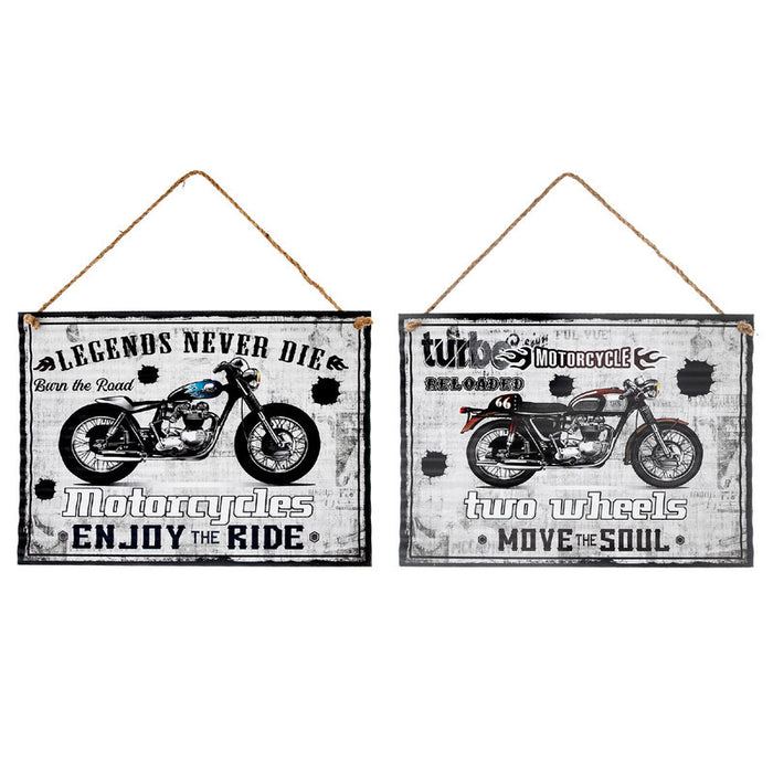 Panneau mural « Motorcycle » en métal ondulé - ensemble de 2