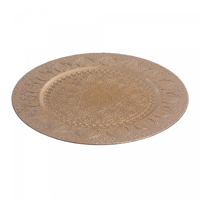 Assiette de présentation de 13 po champagne ornée de bulbes de lys - ensemble de 6