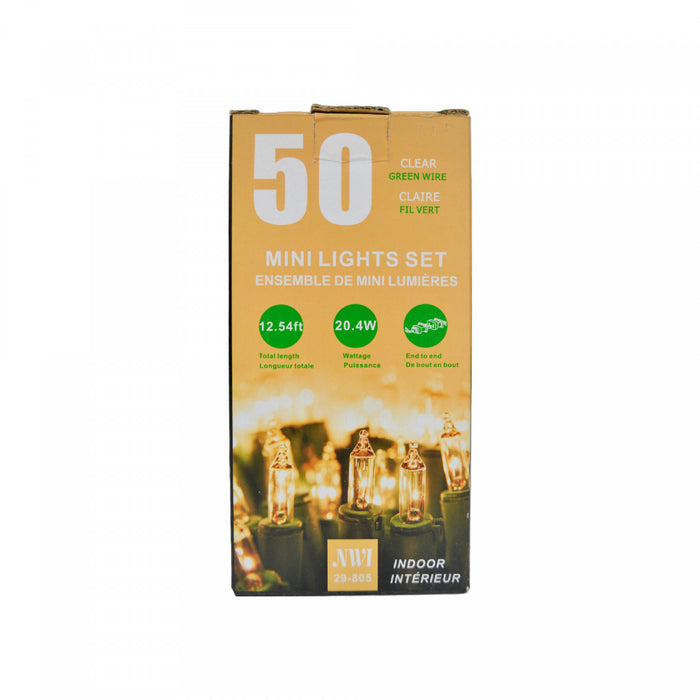 Jeu de 50 petites lumières pour l’intérieur avec ampoules transparentes - ensemble de 2 jeux de lumières de Noël