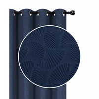 Panneau embossé bleu marine de 96 po à motif de coquillage - ensemble de 2 rideaux et stores
