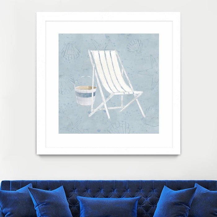 Œuvre d’art murale encadrée blanche et mate « Serene Seaside Iii » 30 x 30