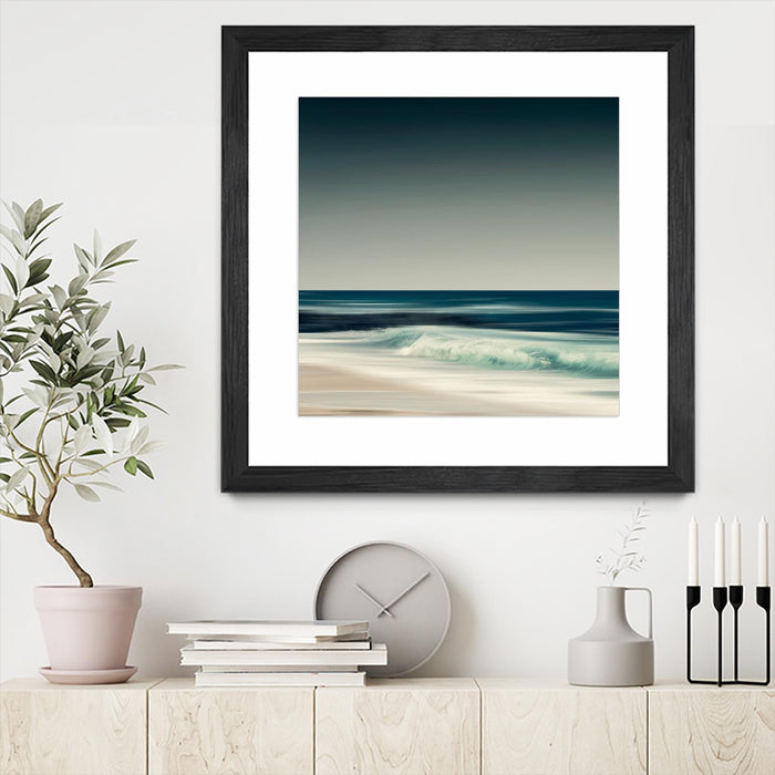 Œuvre d’art murale encadrée noire et mate « Cristal Surf » 36 x 36