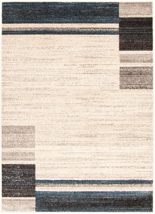 Carpette Aya ivoire-bleu - 3 pi 11 pox 5 pi 7 po