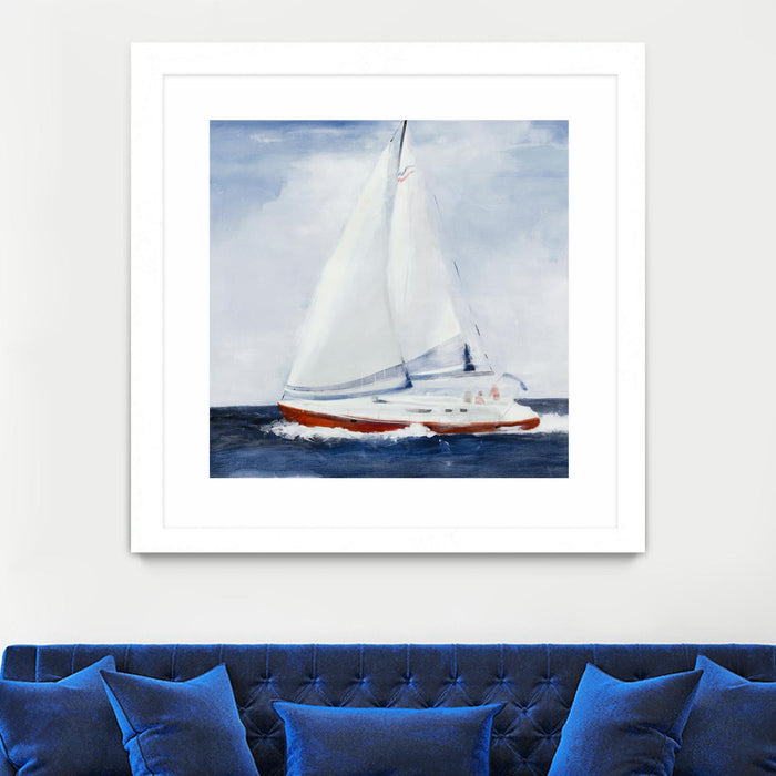 Œuvre d’art murale encadrée blanche et mate « Chasing The Sun » 30 x 30