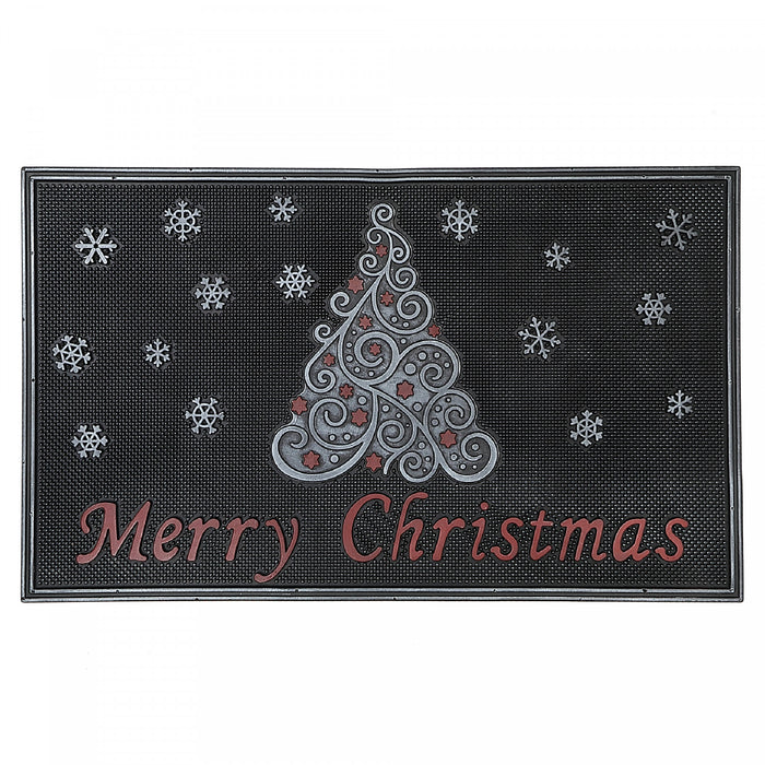 Tapis de plancher « Merry Christmas » avec arbre, en caoutchouc