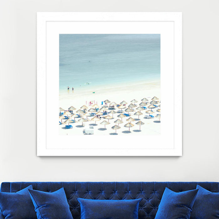 Œuvre d’art murale encadrée blanche et mate « Sesimbra I » 30 x 30