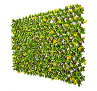 Treillis de PVC extensible 36 po x 72 po avec feuilles de clématite jaunes