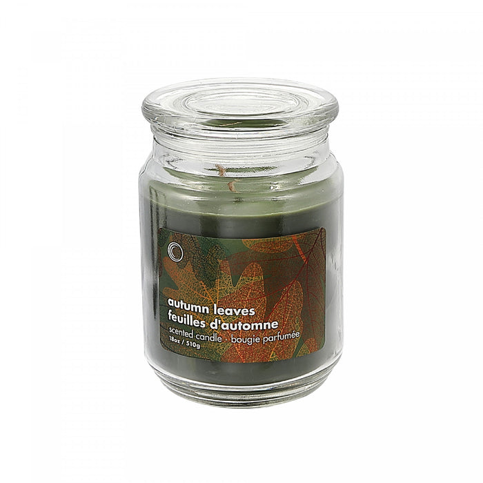 Pot parfumé de 18 oz en verre à arôme de feuilles d’automne avec couvercle en verre - ensemble de 2 bougies
