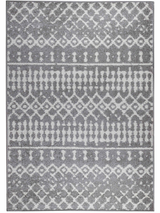 Carpette Lavan grise à motifs marocains 5 x 8