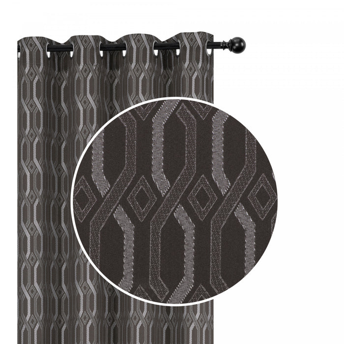 Panneau coupe-lumière Chain Link de 84 po de couleur chocolat en jacquard - ensemble de 2