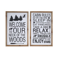 Panneau mural « Cabin Rules » et « Neck of The Wood » en bois - ensemble de 2 décorations murales
