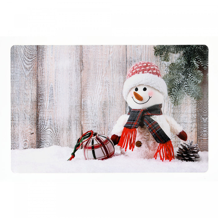 Napperon en plastique avec une image de bonhomme de neige en peluche - ensemble de 12