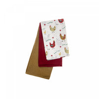Ensemble de 3 linges à vaisselle à motif de poulets de la ferme - ensemble de 2