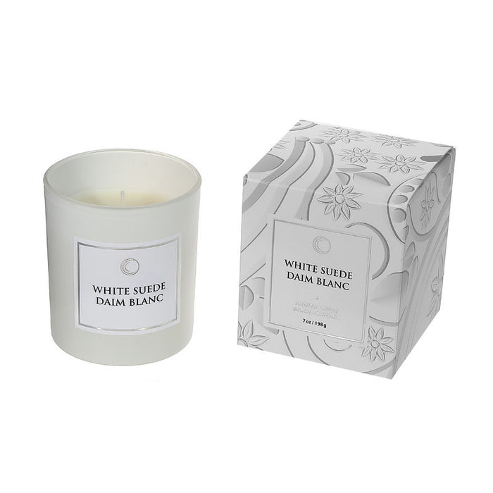 Bougie parfumée de luxe de 7 oz à arôme de daim blanc dans une boîte cadeau - ensemble de 2